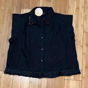 THREAD STORY black ruffled blouse NWT